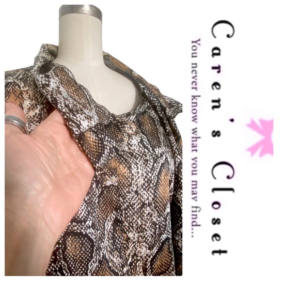 Zara Snake Print Blouse - Brown and Black - Picture 7 of 9